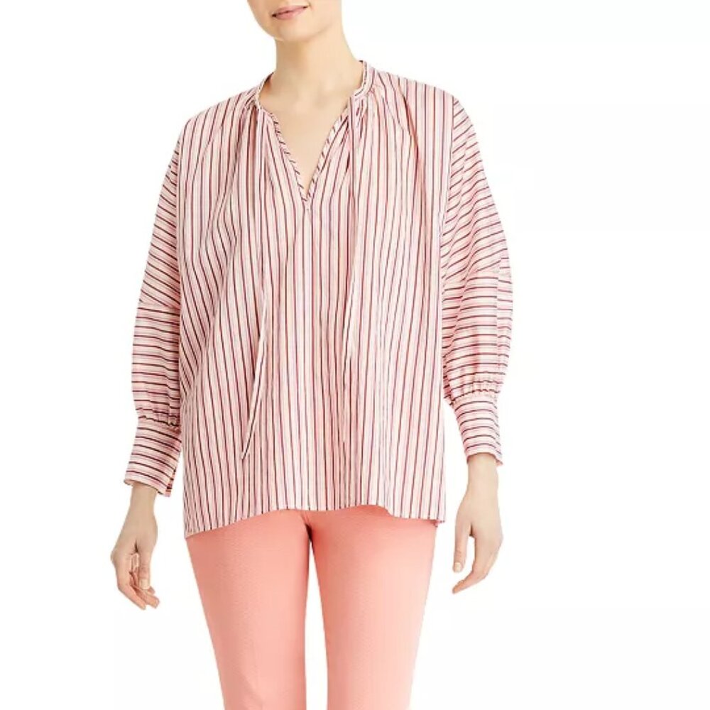 BOSS Bateco Striped Tie Neck Top